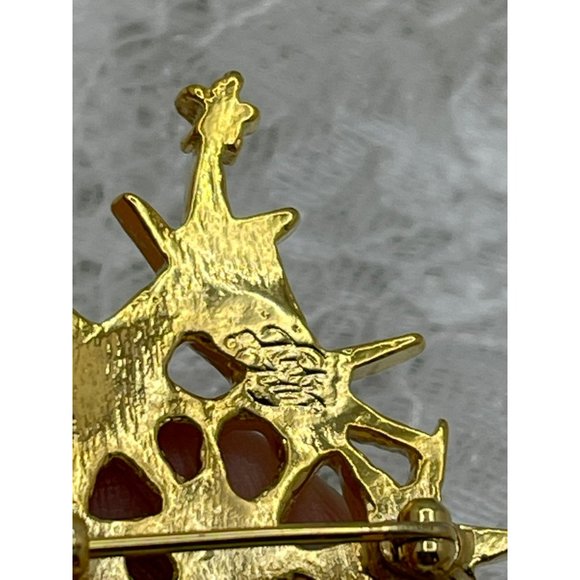 Vintage Gold Tone Tree Star Brooch - Picture 5 of 8